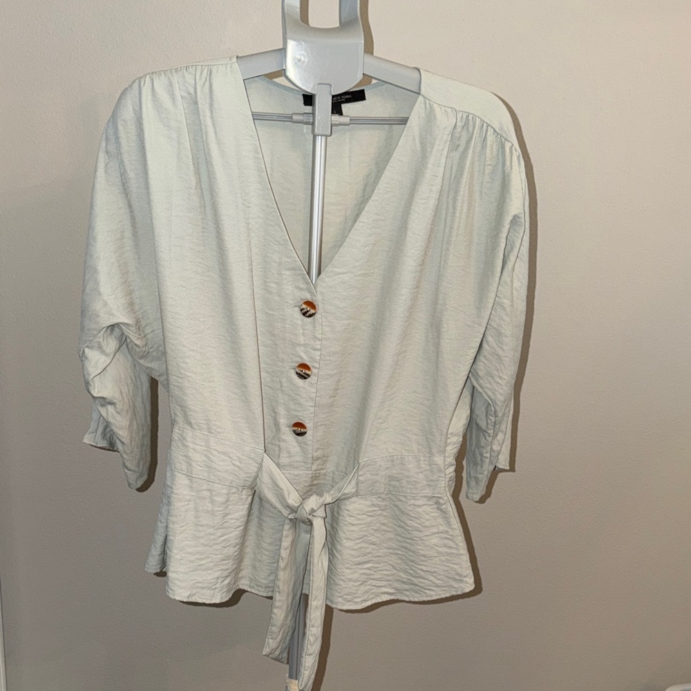 Marc New York V-Neck Buttoned Blouse - Light Cream